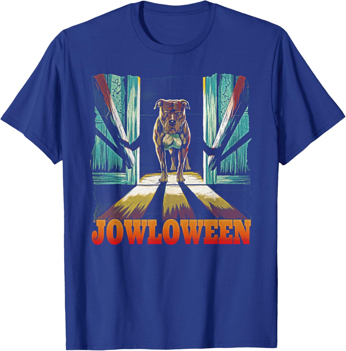 Funny Pitbull Jowls Spooky Halloween Pittie Dog Mom Dog Dad Women T-Shirt - T-Shirt | Royal