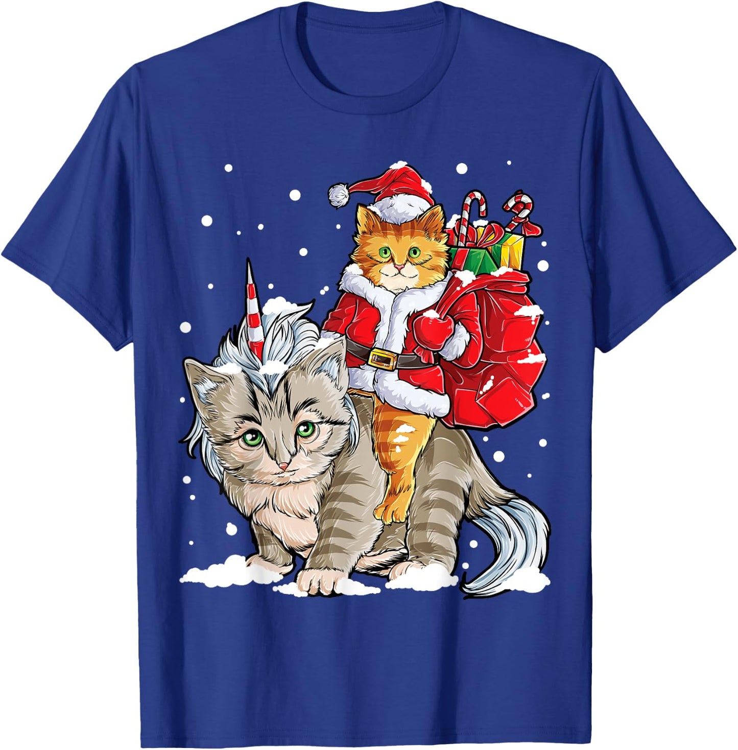Cat Christmas Santa Caticorn Unicorn Meowy Catmas Xmas Girls T-Shirt - T-Shirt | Royal
