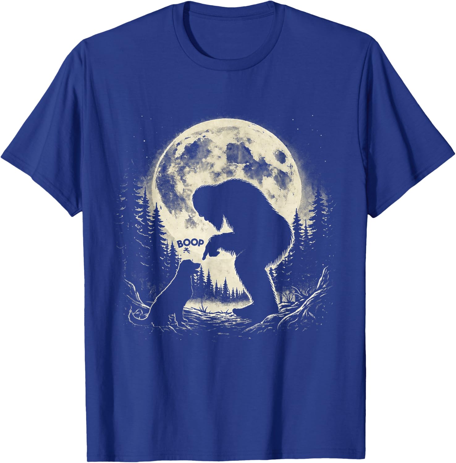 Fun Hand Boop Nose Labrador Bigfoot Sasquatch Full Moon Dog T-Shirt - T-Shirt | Royal