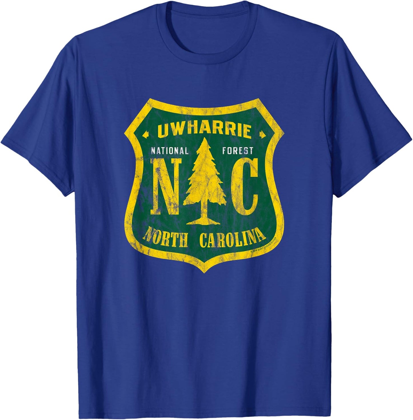 Uwharrie National Forest North Carolina Shield Vintage Look T-Shirt - T-Shirt | Royal