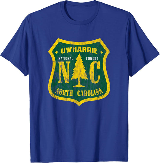 Uwharrie National Forest North Carolina Shield Vintage Look T-Shirt - T-Shirt | Royal
