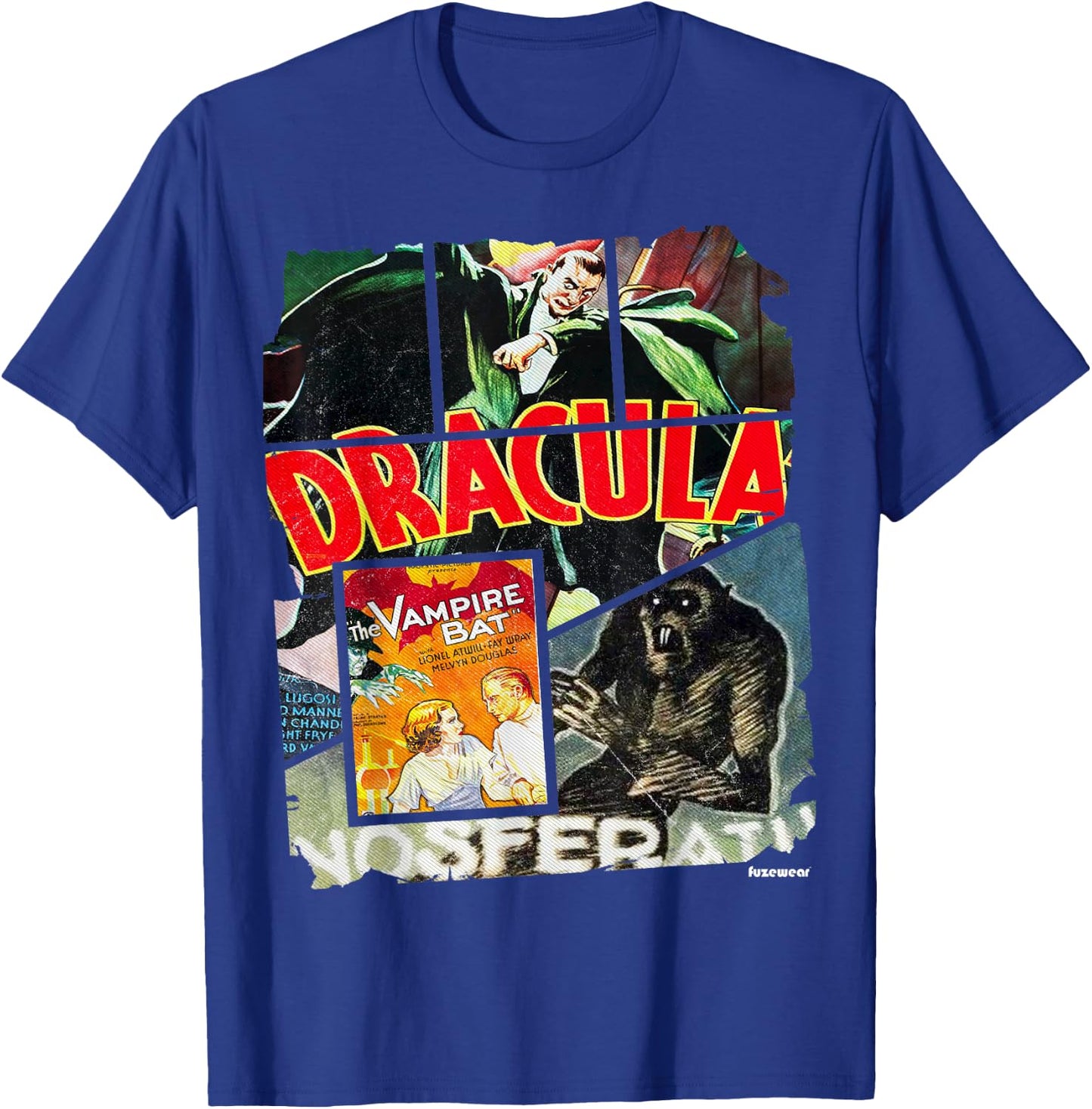 Vintage Style Horror Nosferatu Movie Poster Collage T-Shirt - T-Shirt | Royal
