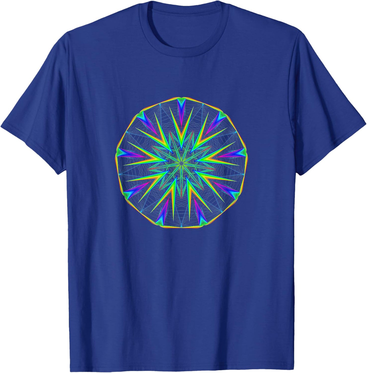 Bright Colors Angular Mandala Geometry Kaleidoscope Effect T-Shirt - T-Shirt | Royal
