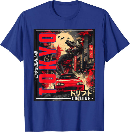 Tokyo City Retro Synthwave Racing Car Japan Tokyo T-Shirt - T-Shirt | Royal