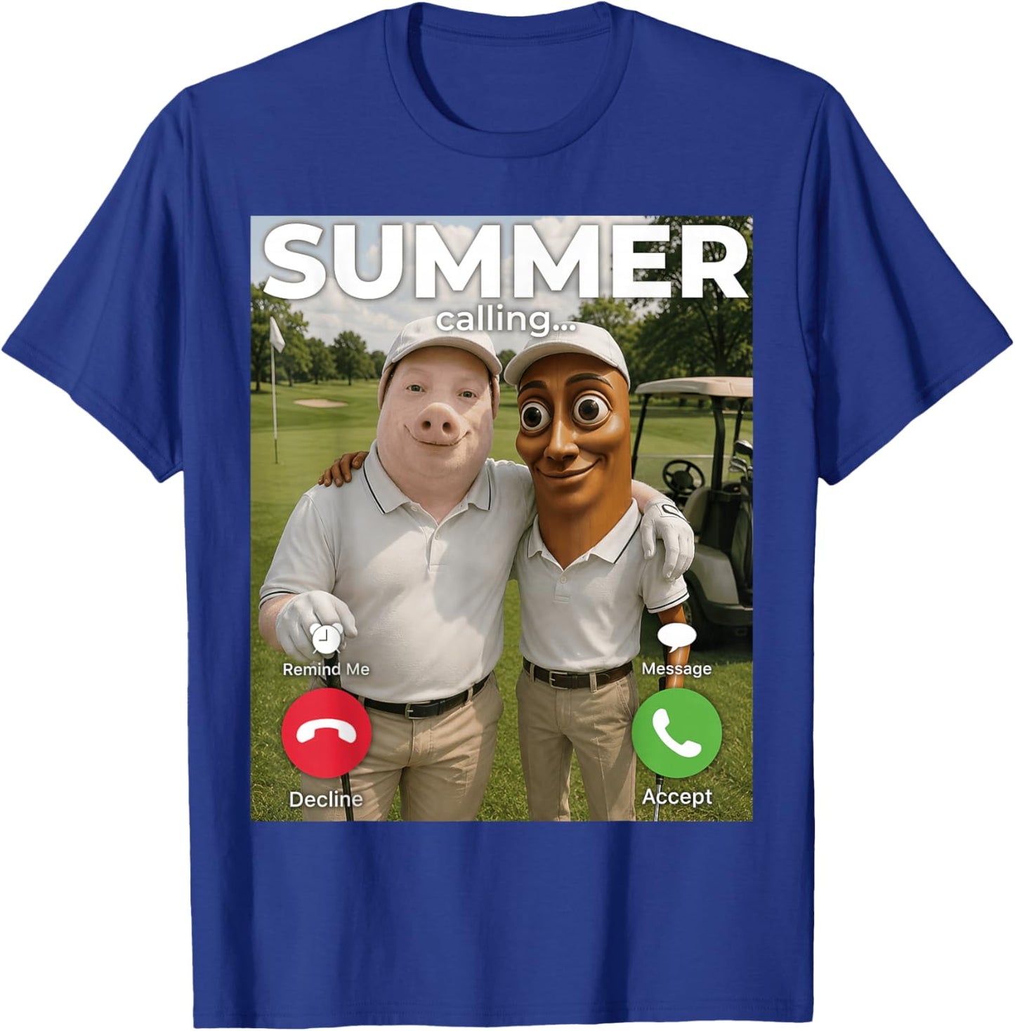 Tung Sahur John Pork Golf Season is Calling Summer Brainrot T-Shirt - T-Shirt | Royal