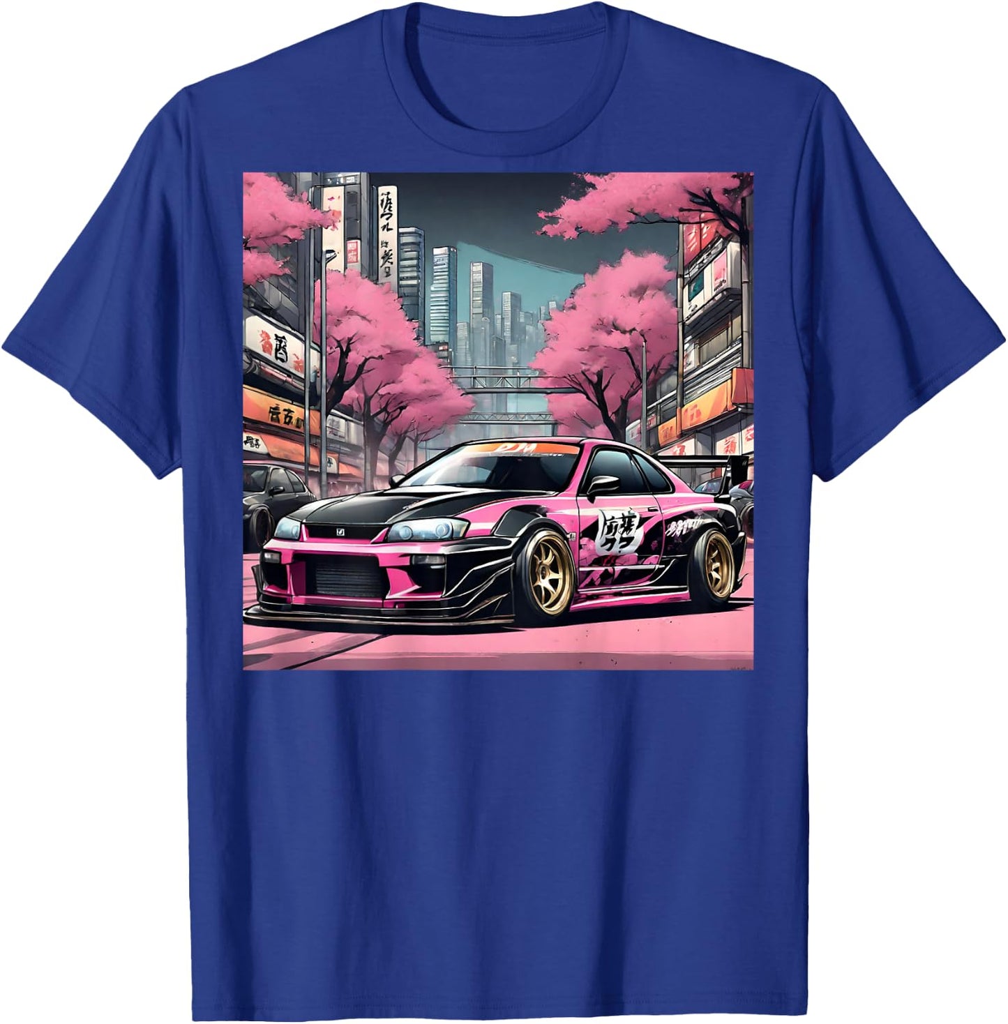 JDM Tokyo Skyline Retro Race Car Drift Tuning On The Back T-Shirt - T-Shirt | Royal