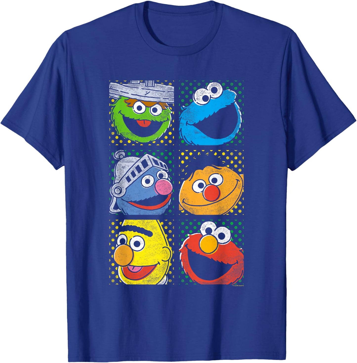 Sesame Street Group Squares T-Shirt - T-Shirt | Royal
