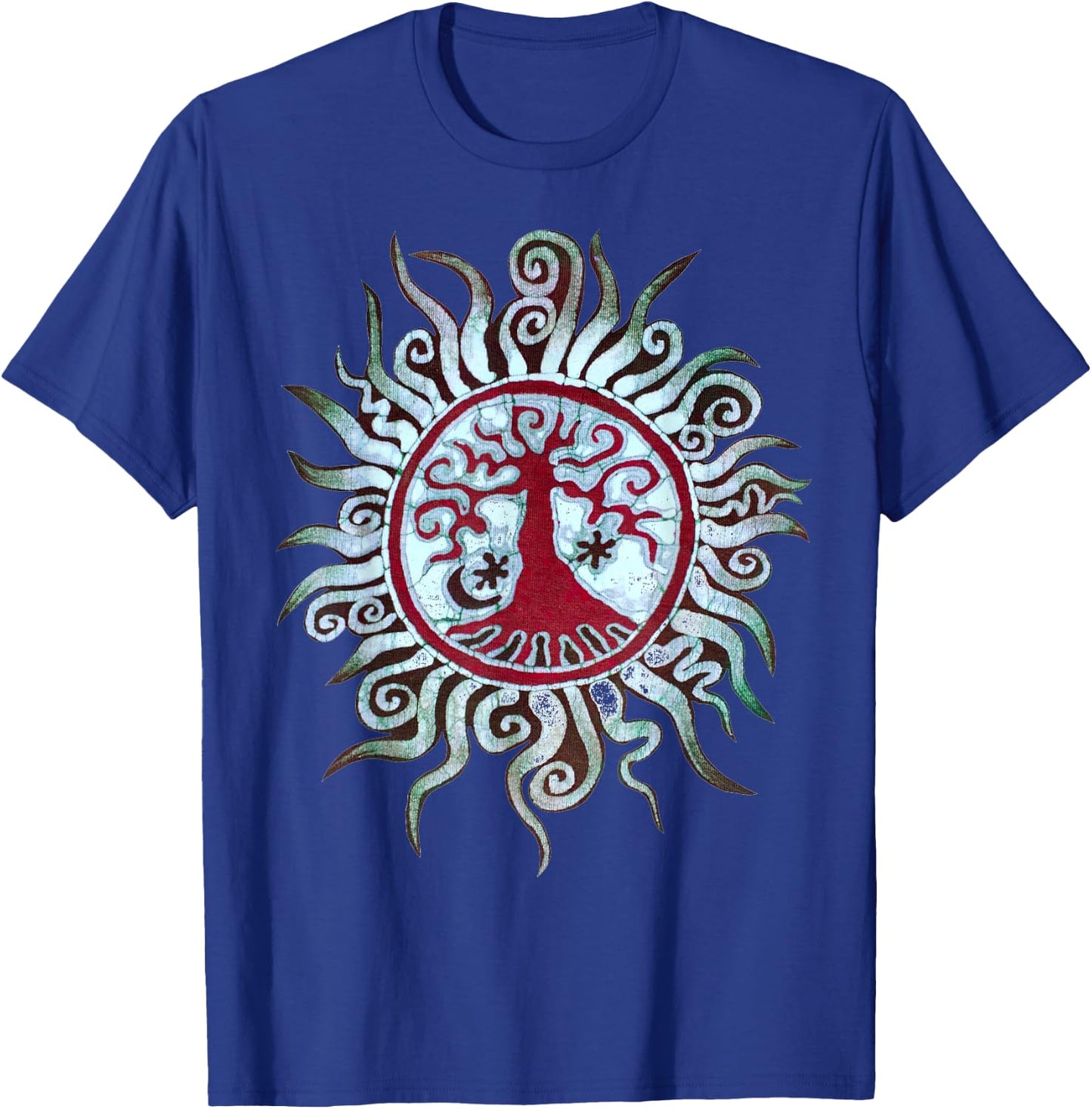 Tree Shirt Batik Artist hand drawn Tree and Moon Mandala T-Shirt - T-Shirt | Royal