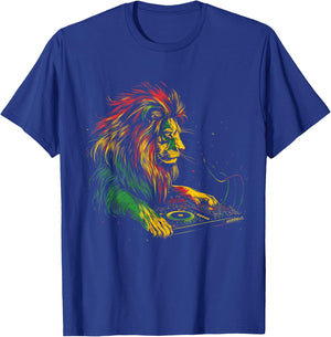 Rasta Reggae Music Headphone DJ Lion Of Judah Jamaican T-Shirt - T-Shirt | Royal