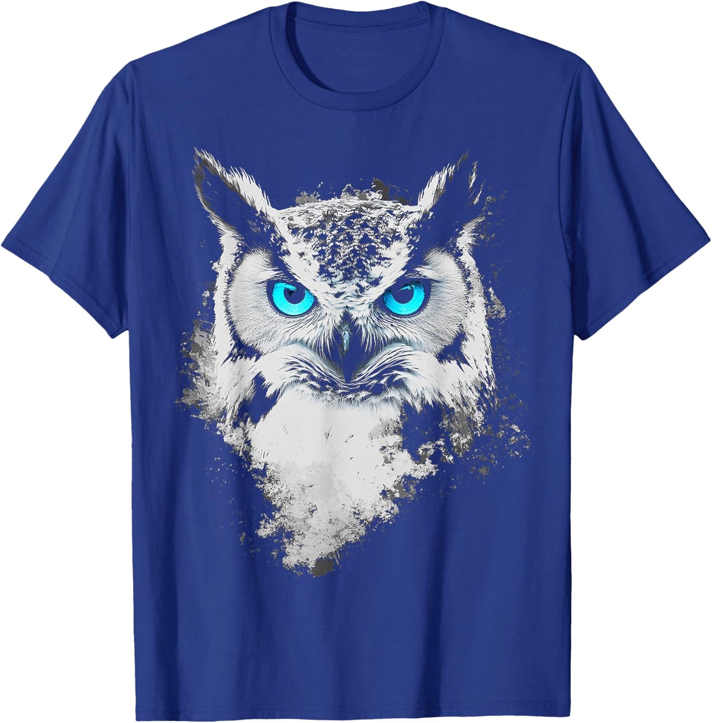 Owl Bird Motif Animal Artwork Blue Eyes Owl T-Shirt - T-Shirt | Royal