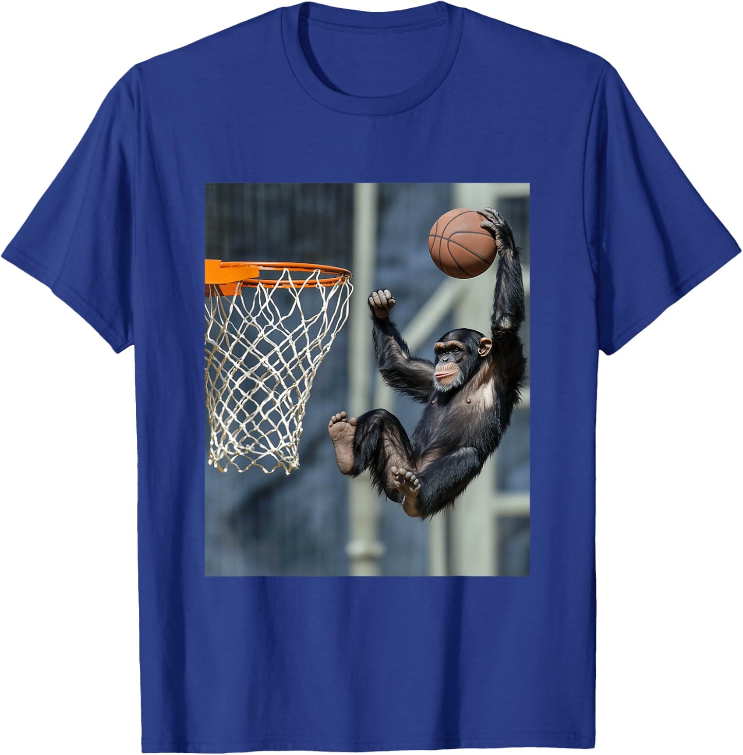 Chimpanzee Basketball Monkey Funny Graphic T-Shirt - T-Shirt | Royal