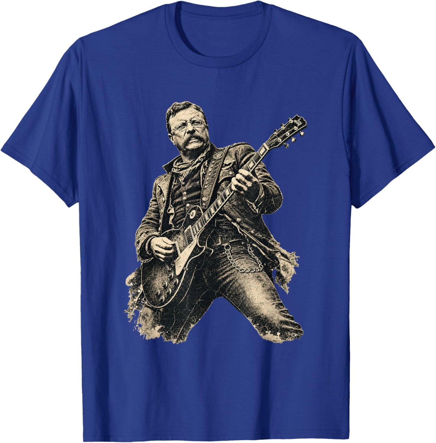 Theodore Roosevelt Guitar Retro Vintage Music T-Shirt - T-Shirt | Royal