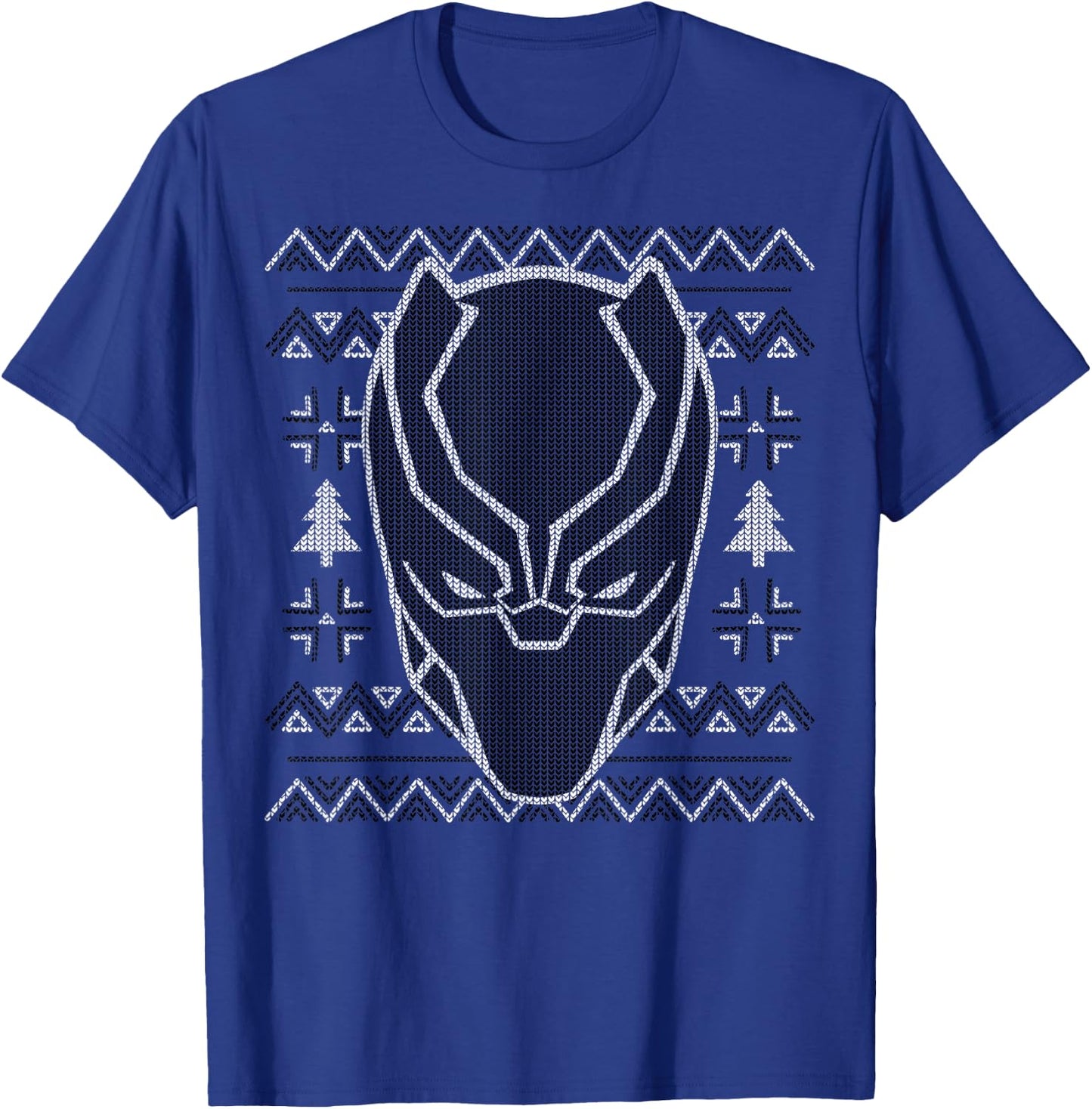 Marvel Black Panther Mask Ugly Christmas Sweater T-Shirt - T-Shirt | Royal