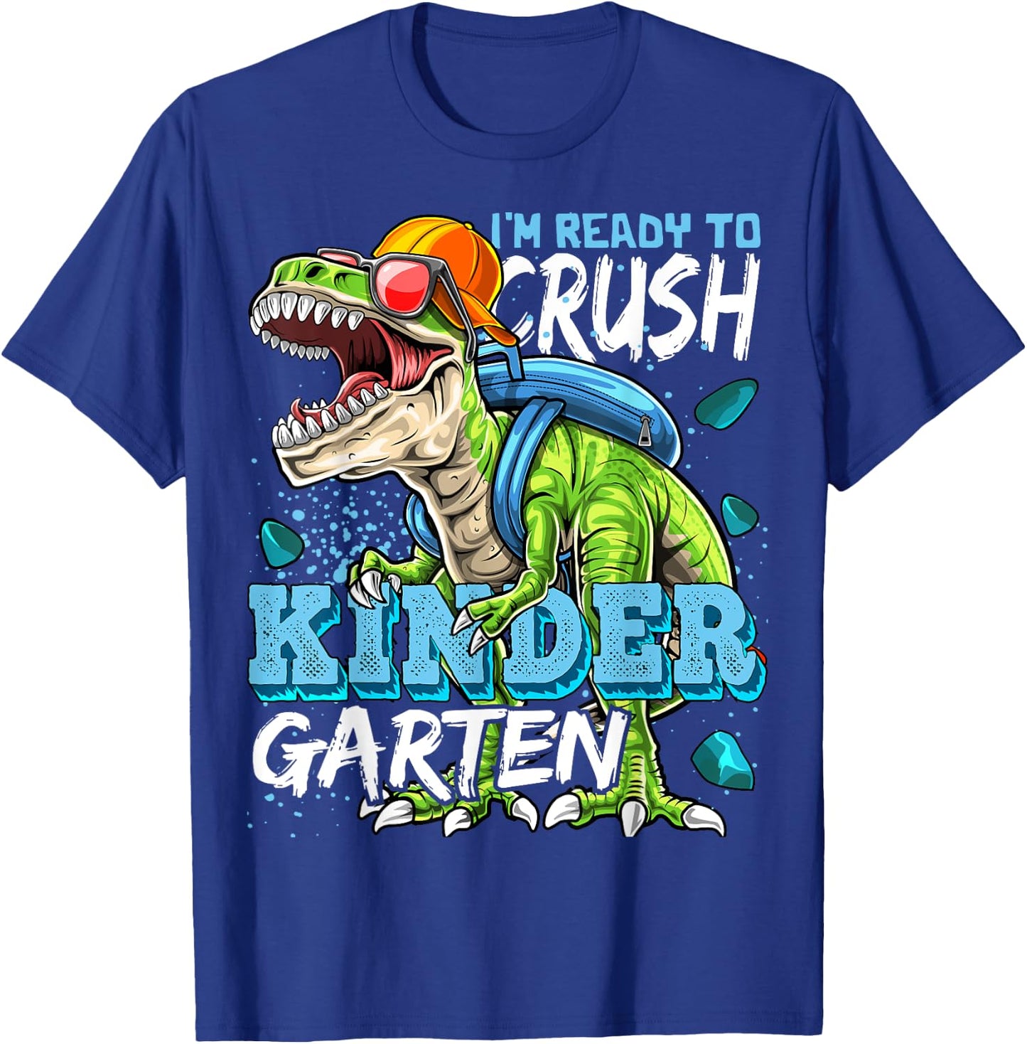 Ready To Crush Kindergarten Dinosaur Back to School Boys T-Shirt - T-Shirt | Royal