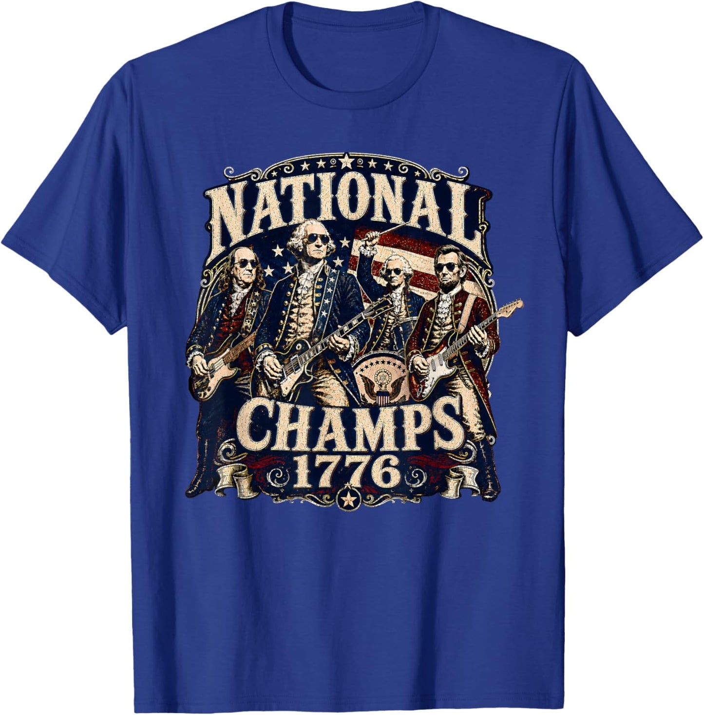 1776 National Champs Presidents USA American 4th of July T-Shirt - T-Shirt | Royal