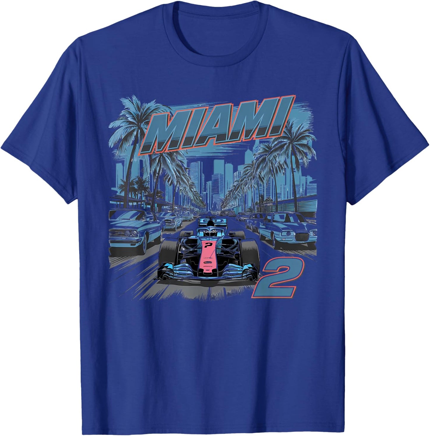 Miami Racing Gifts Men Women Race Car Racer Driver T-Shirt - T-Shirt | Royal