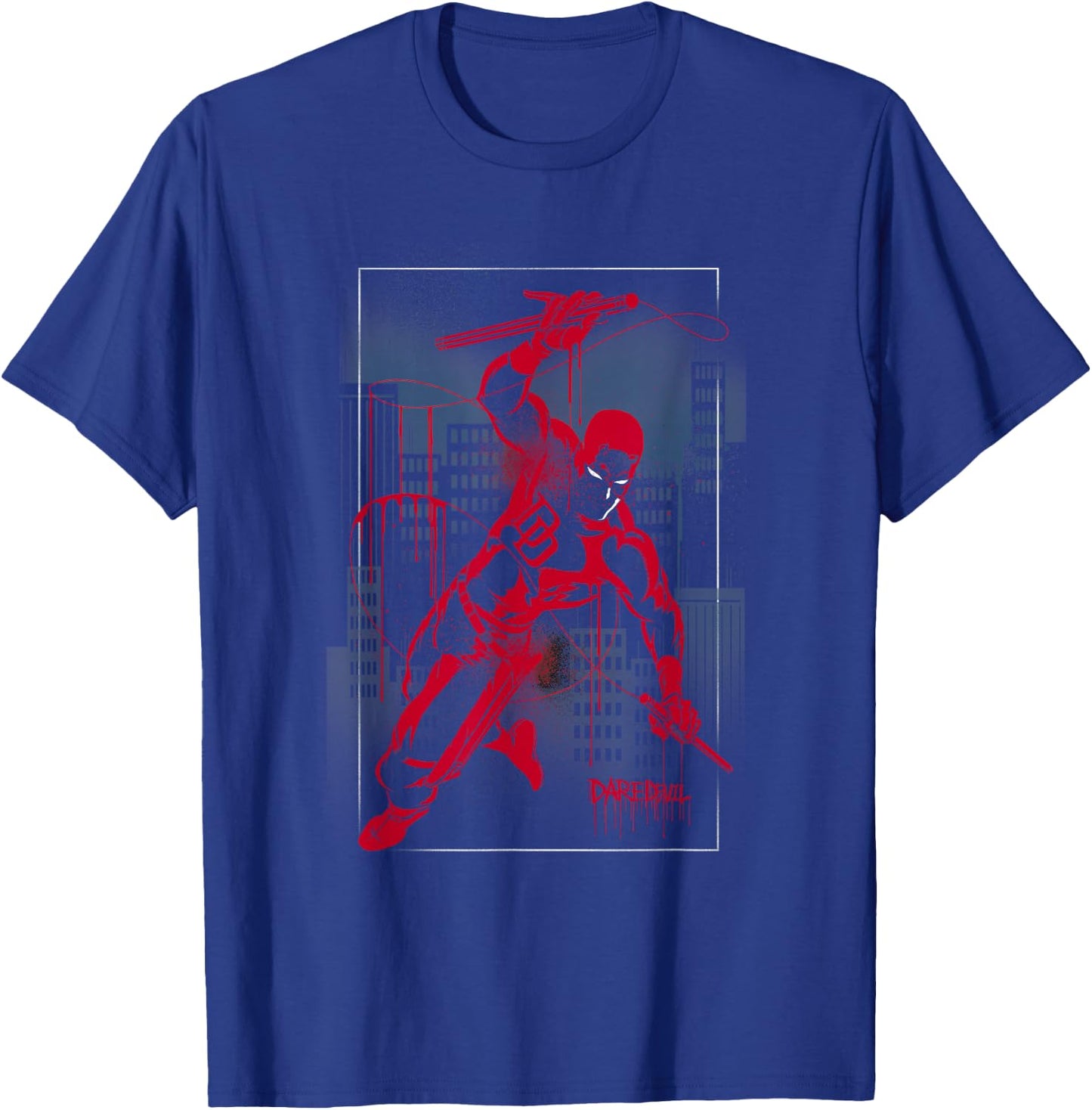 Marvel Daredevil City Skyline Graffiti T-Shirt - T-Shirt | Royal