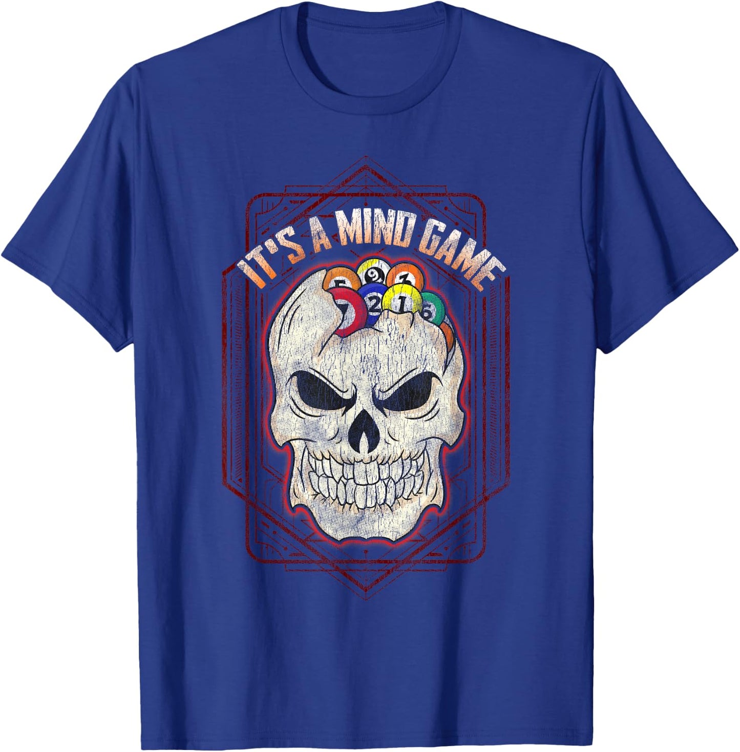 Billiards Skull Pool Balls It's a Mind Game T-Shirt - T-Shirt | Royal