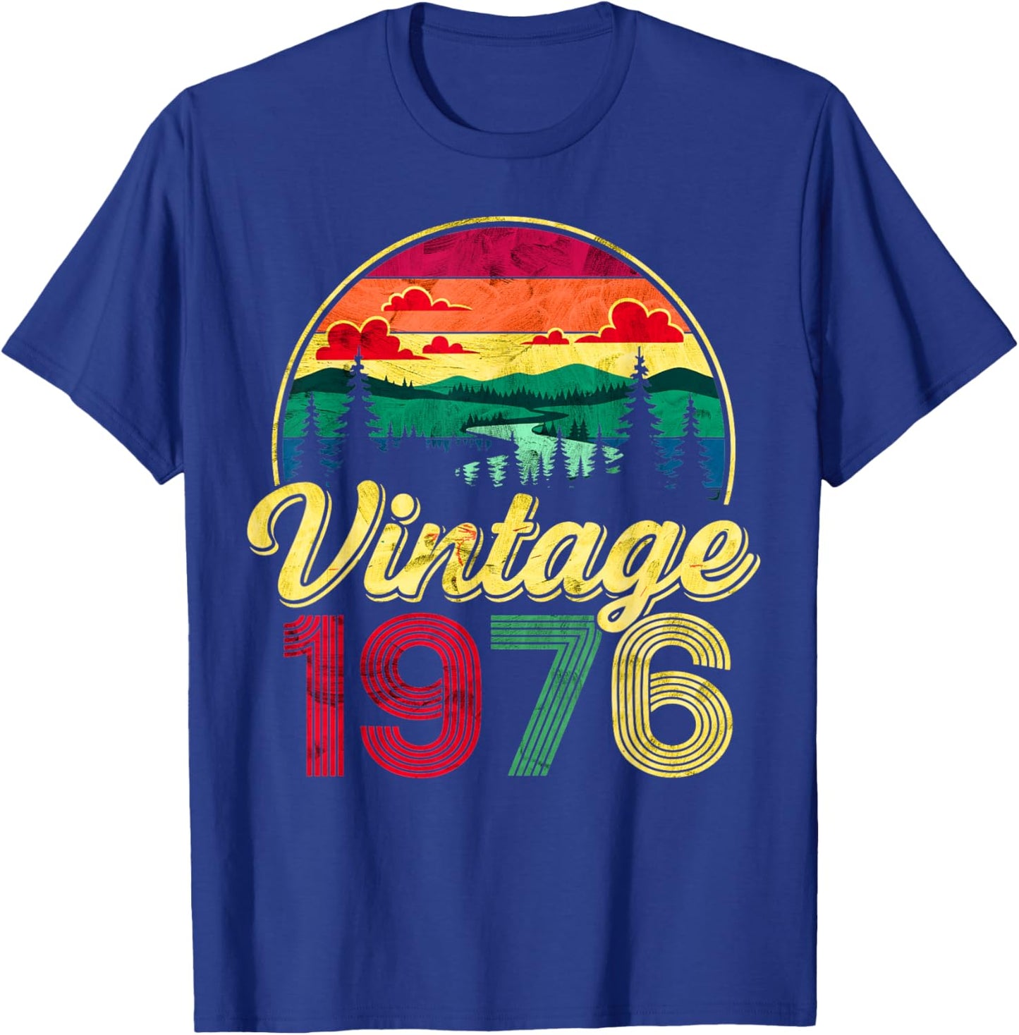 Vintage 1976 50th Birthday Men Women 50 Years Old Bday T-Shirt - T-Shirt | Royal