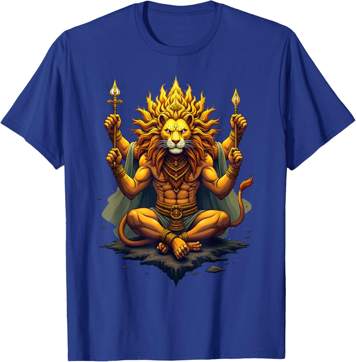 Majestätischer Narasimha Löwengott Design Göttliche Symbole T-Shirt - T-Shirt | Royal