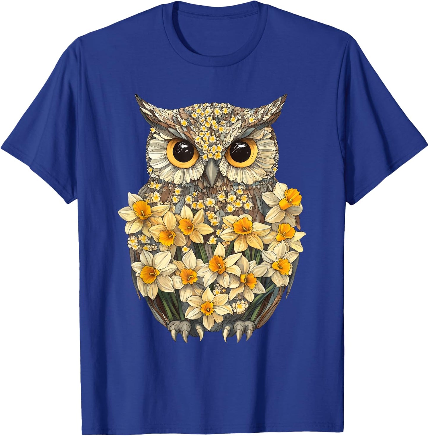Daffodil Owl Flower Gardening Floral T-Shirt - T-Shirt | Royal