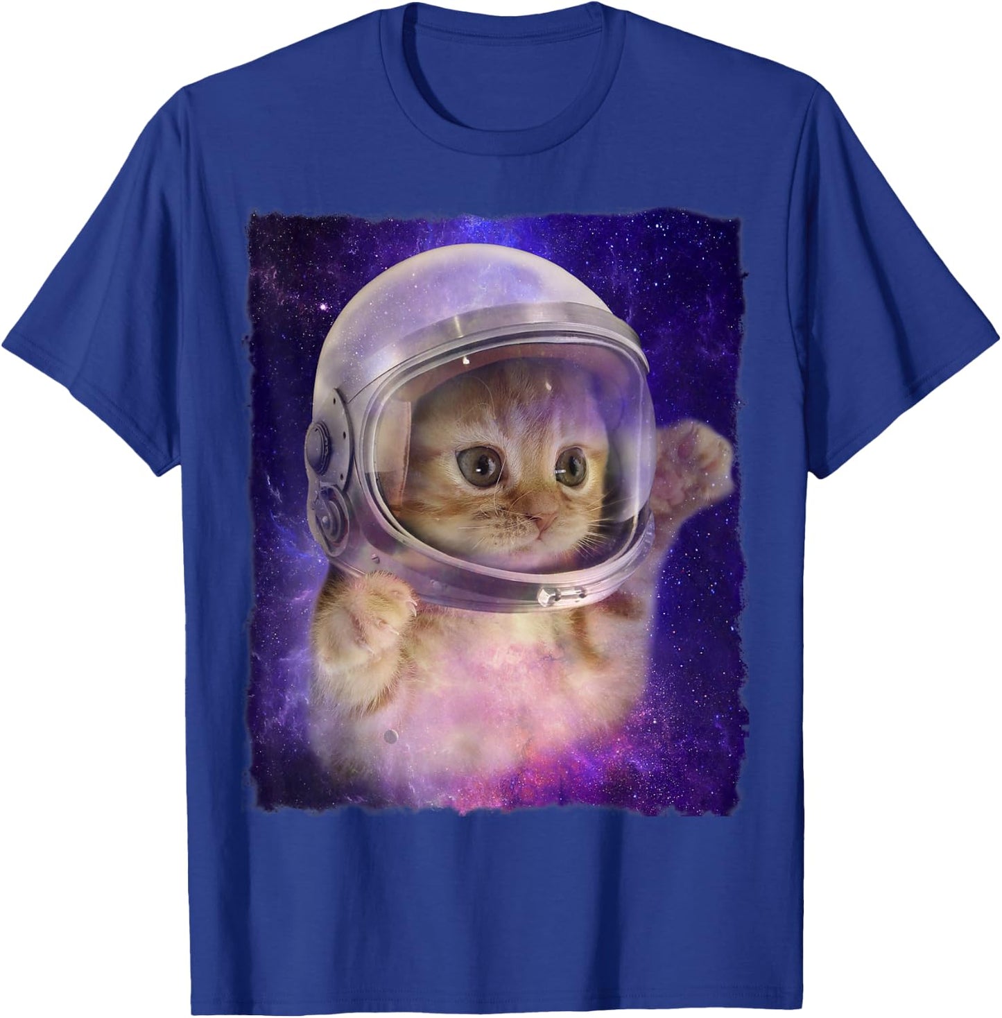 Cute Space Cat Astronaut Kitty Space Helmet Deep Space Men Women Girls Kids T-Shirt - T-Shirt | Royal
