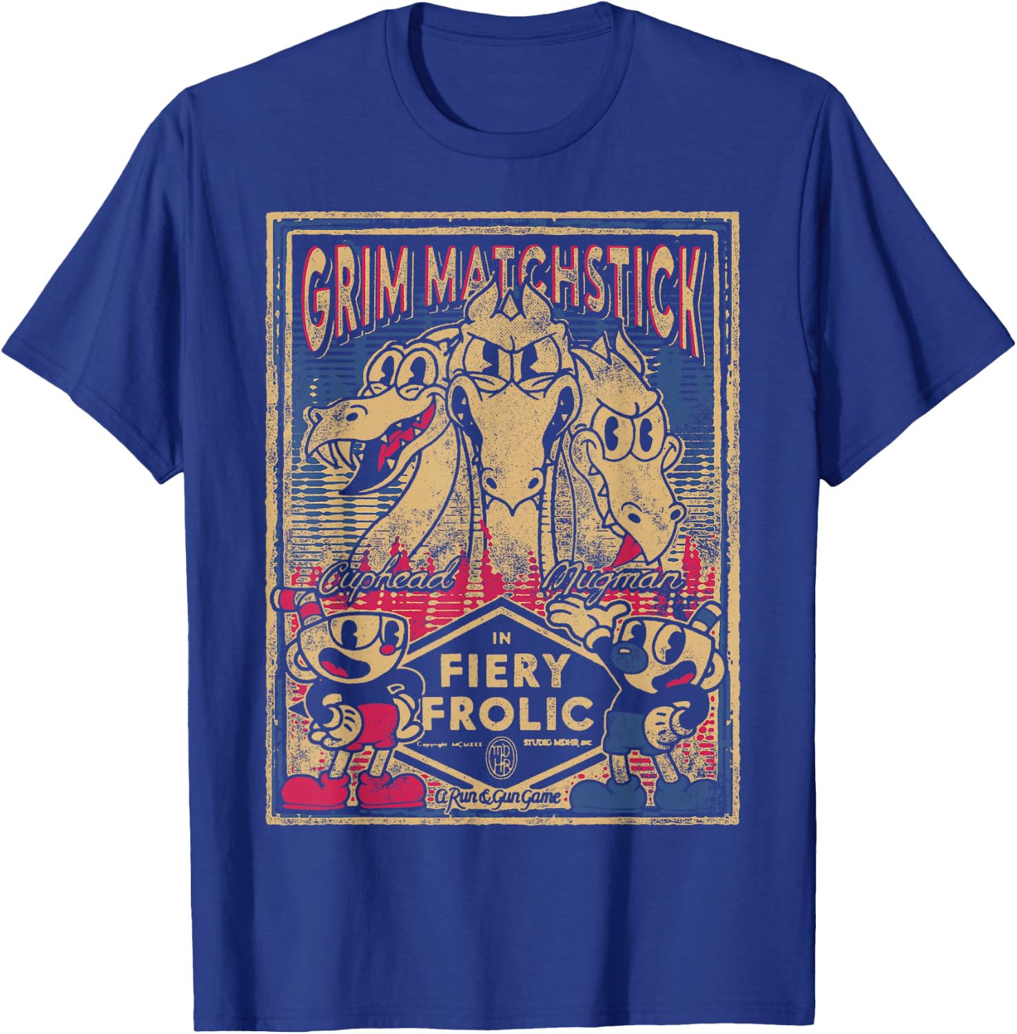 Cuphead Grim Matchstick Fiery Frolic Small T-Shirt - T-Shirt | Royal