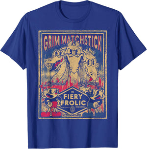 Cuphead Grim Matchstick Fiery Frolic Small T-Shirt - T-Shirt | Royal