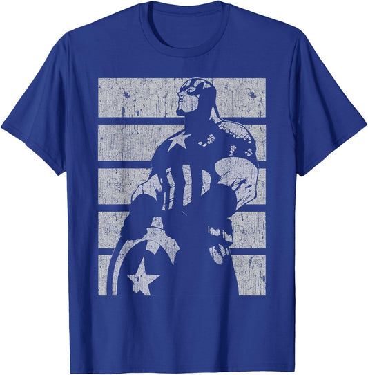Marvel Avengers Vintage Captain America Retro Silhouette Small T-Shirt - T-Shirt | Royal