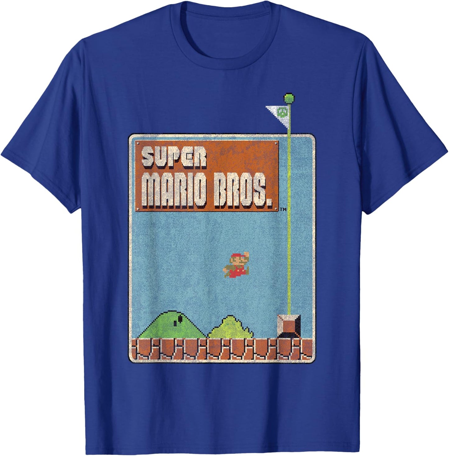 Nintendo Super Mario Bros Game Screen Shot Graphic T-Shirt - T-Shirt | Royal