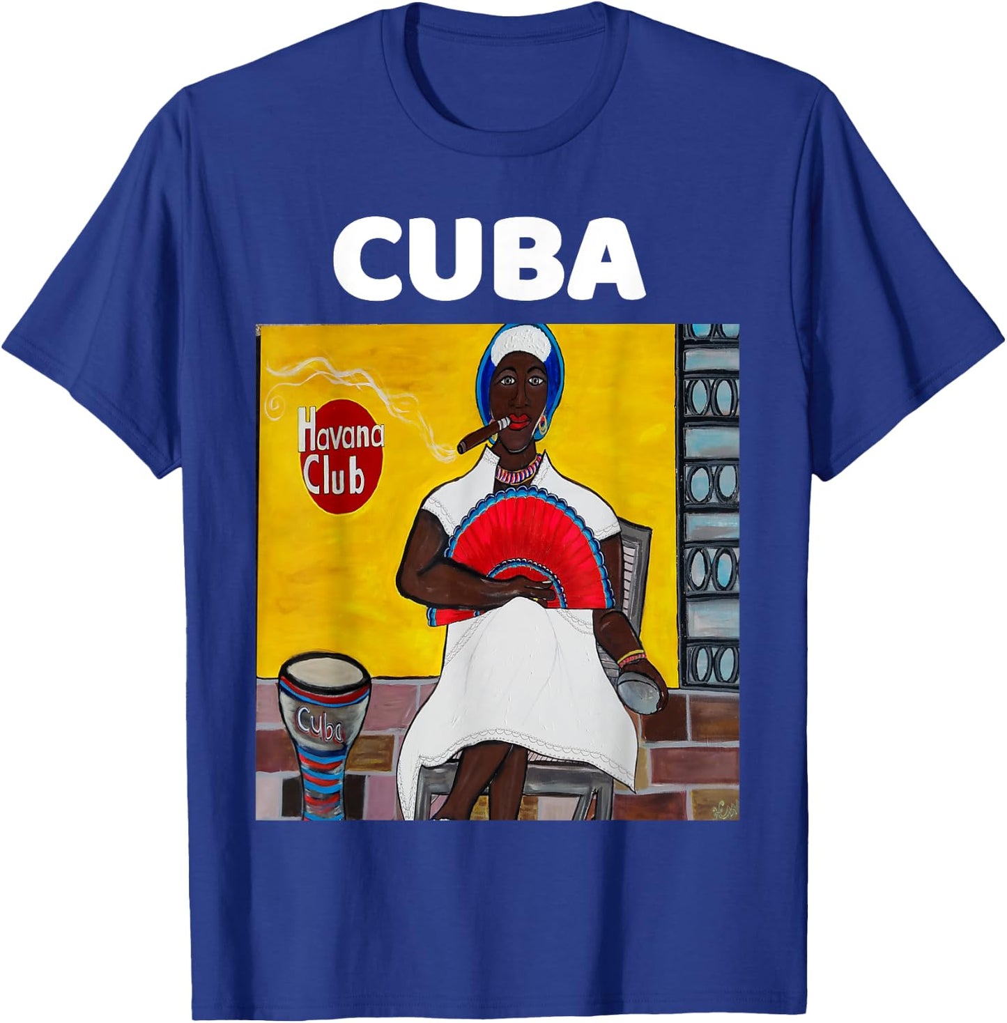 Havana Cuba Art Afro Woman Cuban Cigar Gift T-Shirt - T-Shirt | Royal