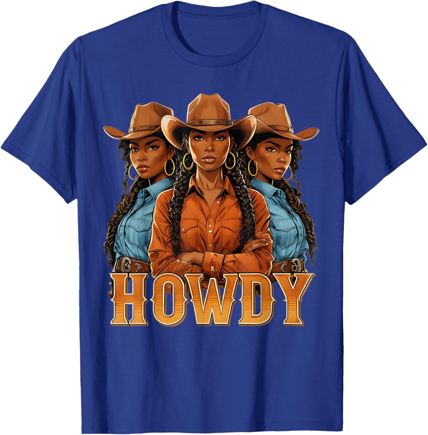 Howdy Retro Western Melanin Black Cowgirl African Women T-Shirt - T-Shirt | Royal