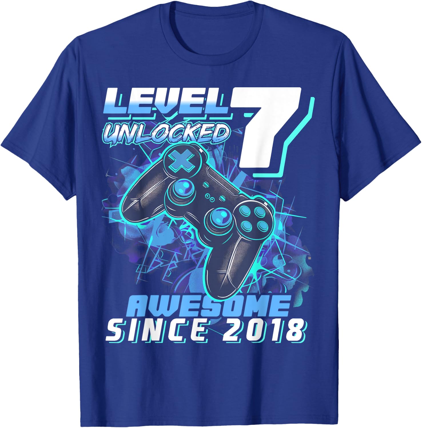 7th Birthday Boy Level 7 Gamer 7 Year Video Game Party T-Shirt - T-Shirt | Royal