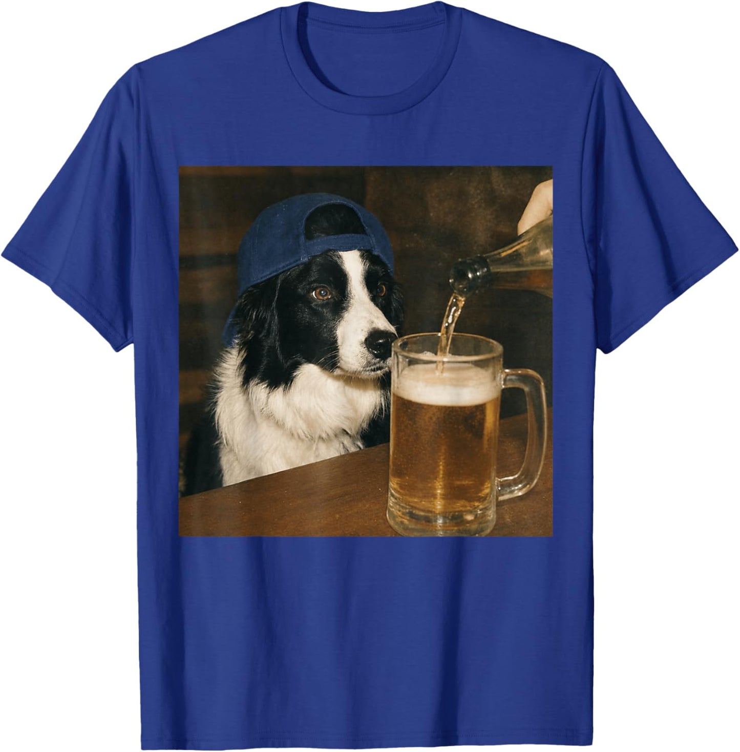 Border Collie Drinking Beer Funny Dog Meme T-Shirt - T-Shirt | Royal