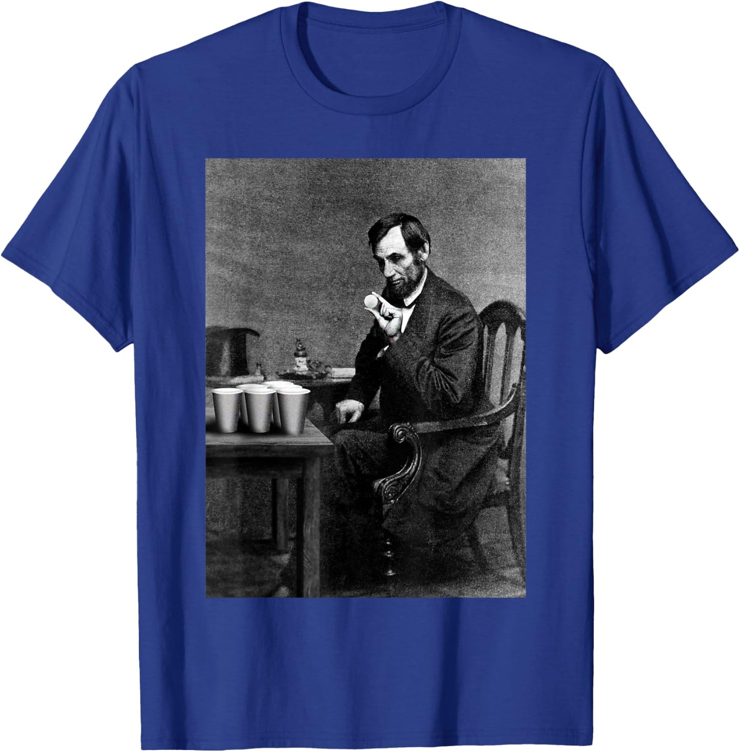 Abe Lincoln Invent's Beer Pong Old Vintage Photograph T-Shirt - T-Shirt | Royal