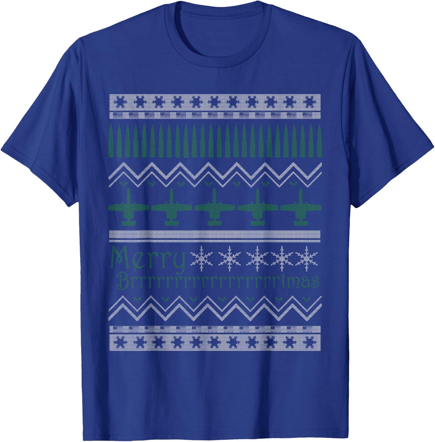 Merry Brrrrtmas A-10 Warthog Ugly Christmas Sweater T-Shirt - T-Shirt | Royal