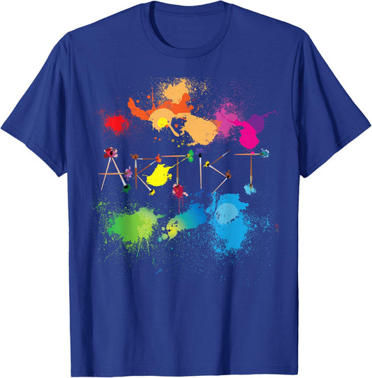 Artist Messy Painters Funny Paint Splatter Art T-Shirt - T-Shirt | Royal