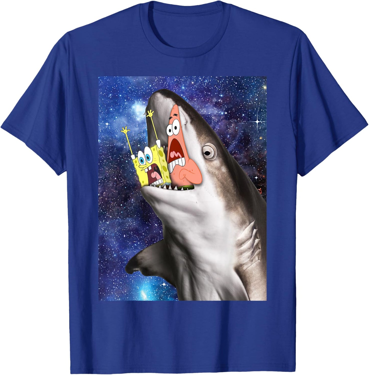 Spongebob And Patrick Shark Attack T-Shirt - T-Shirt | Royal