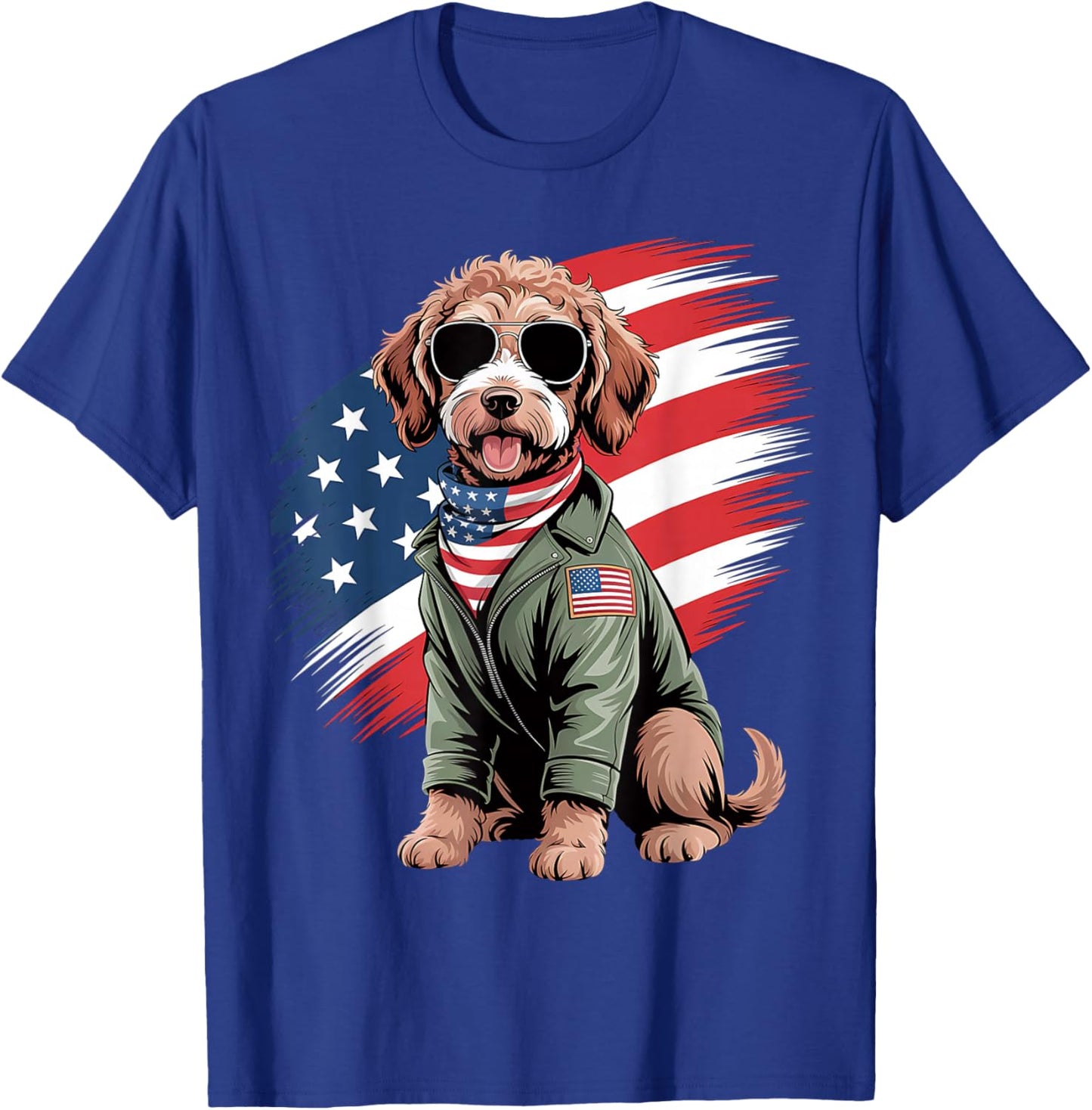 Goldendoodle 4th of july patriotic golden doodle dog T-Shirt - T-Shirt | Royal