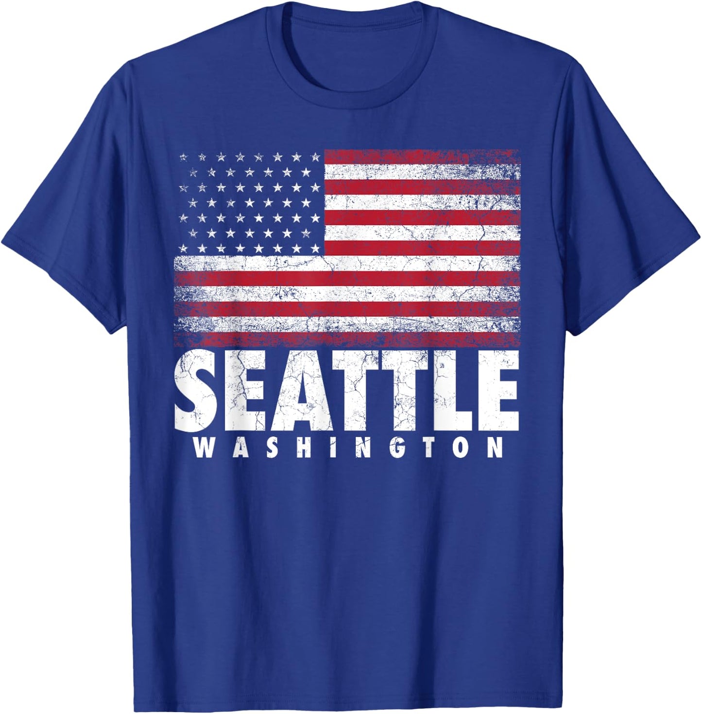 4th of July Women Seattle Washington American Flag T-Shirt - T-Shirt | Royal