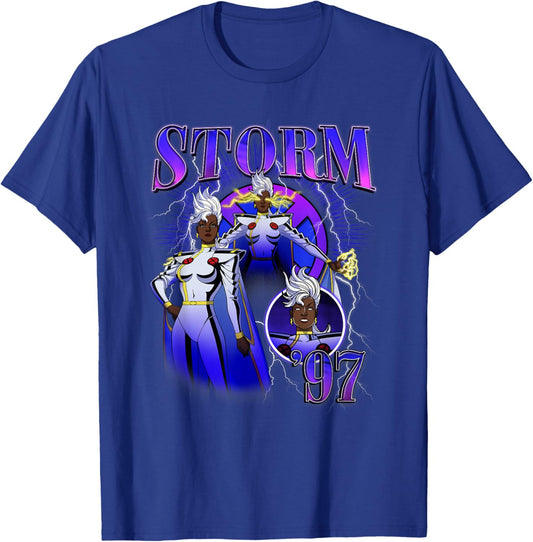 Marvel X-Men '97 Storm Ororo Munroe Lightning Bolt Retro T-Shirt - T-Shirt | Royal