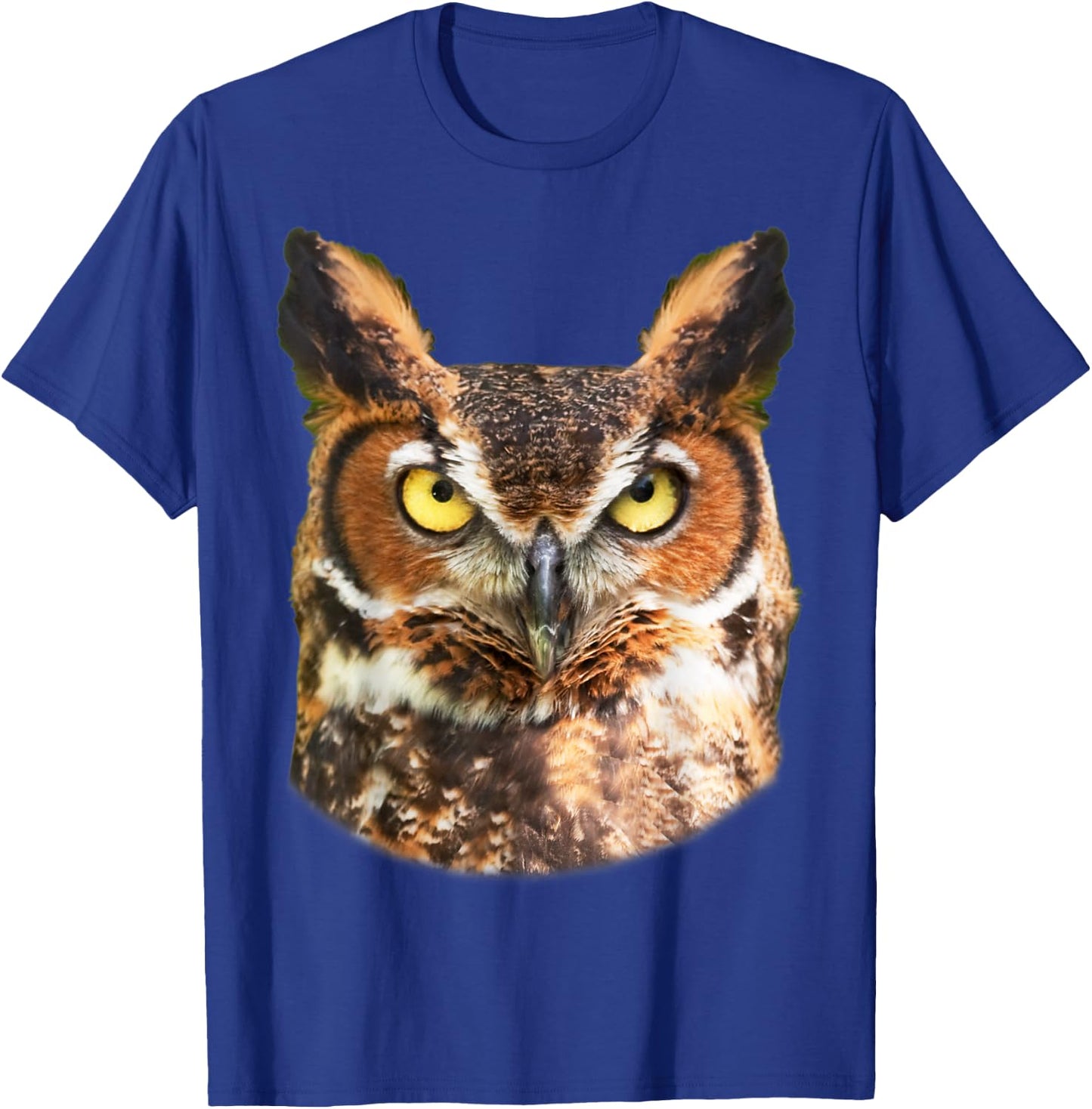 Great Horned Owl Head Owl Lover T-Shirt - T-Shirt | Royal