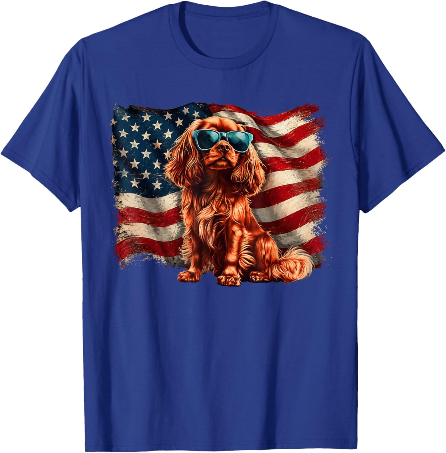 Cavalier King Charles Merica 4th of July T-Shirt - T-Shirt | Royal