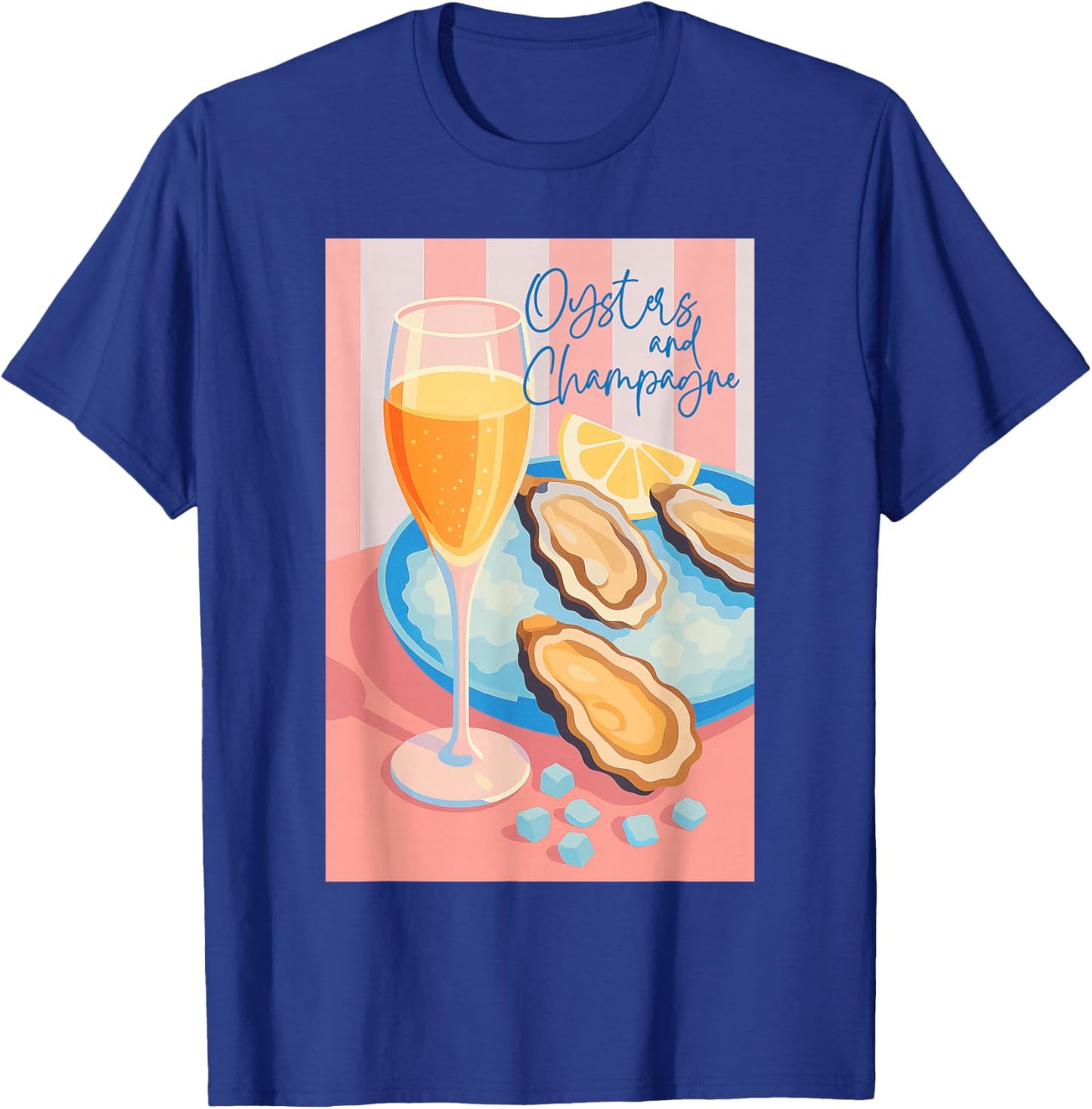Retro Oysters and Champagne Party Shirt for Seafood Lovers T-Shirt - T-Shirt | Royal