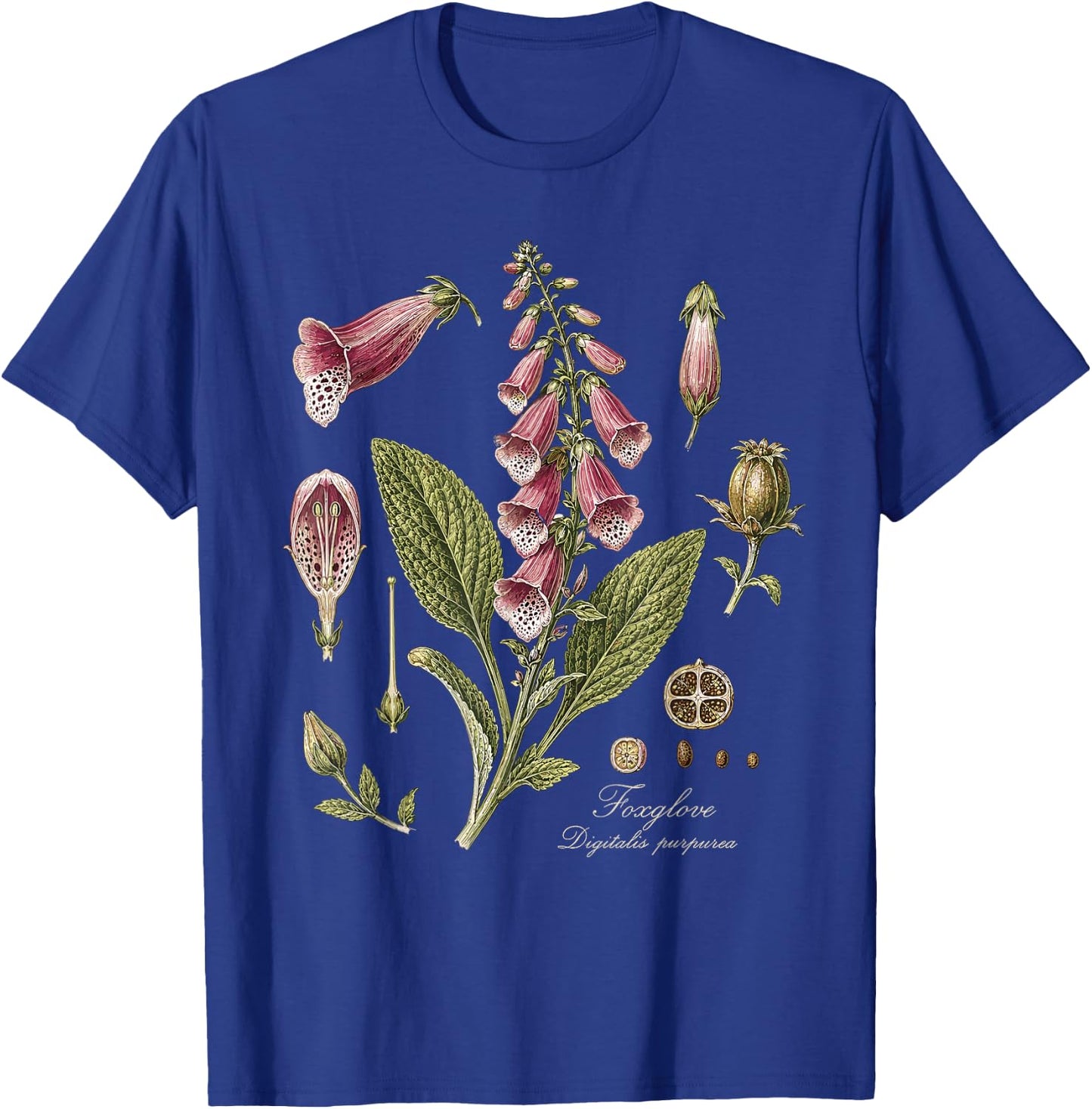 Foxglove Digitalis Purpurea Vintage Botanical T-Shirt - T-Shirt | Royal