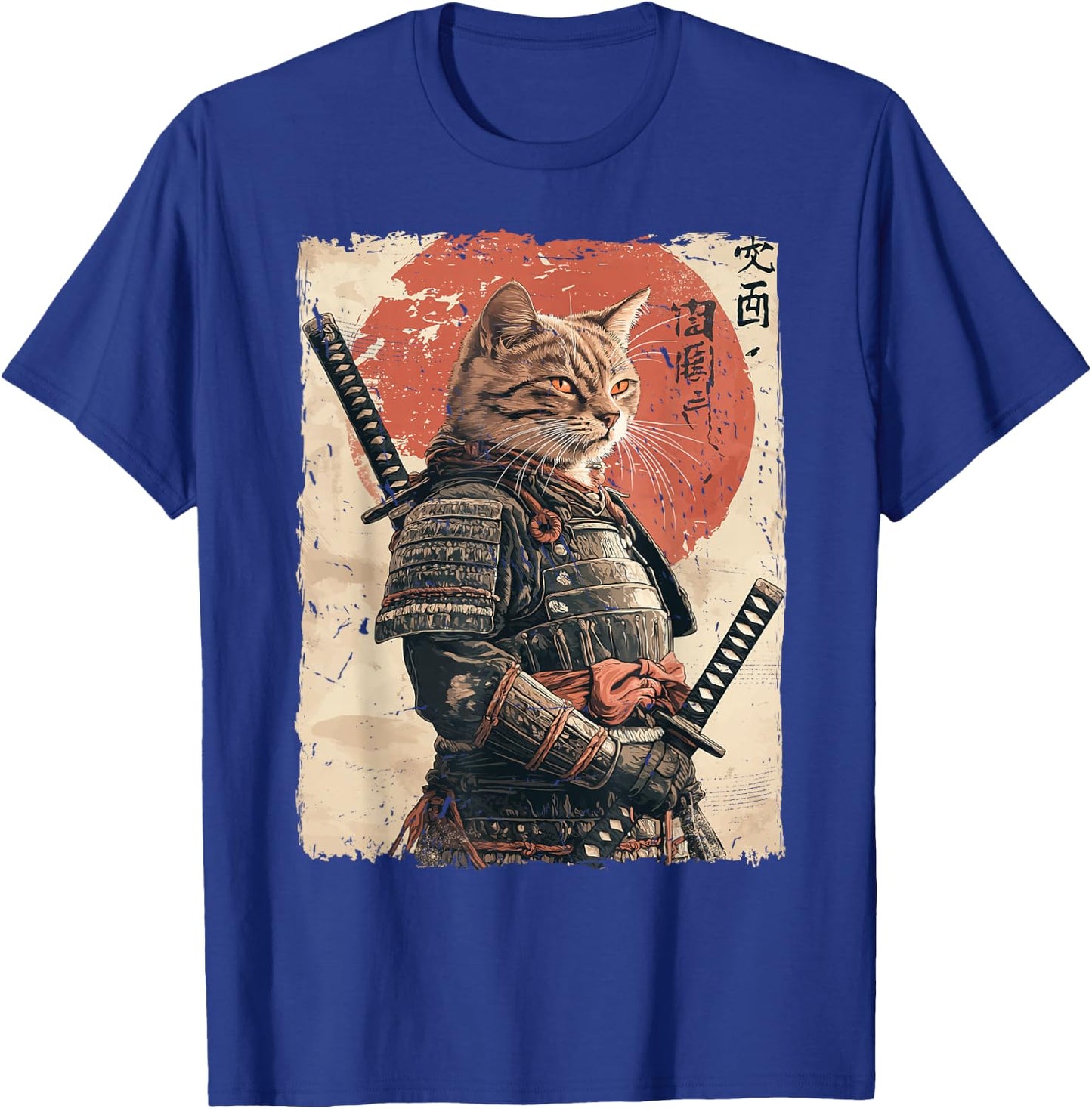Samurai Cat Warrior Japanese Ukiyo-e Artwork Cat Samurai T-Shirt - T-Shirt | Royal