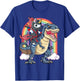 Ninja Unicorn Riding Dinosaur T Rex Funny Men Women Rainbow T-Shirt - T-Shirt | Royal