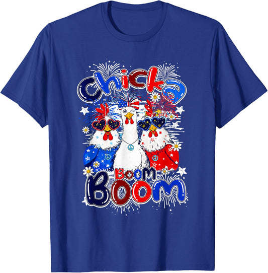 Chicka Boom Boom Funny Chicken Patriotic 4th of July T-Shirt - T-Shirt | Royal