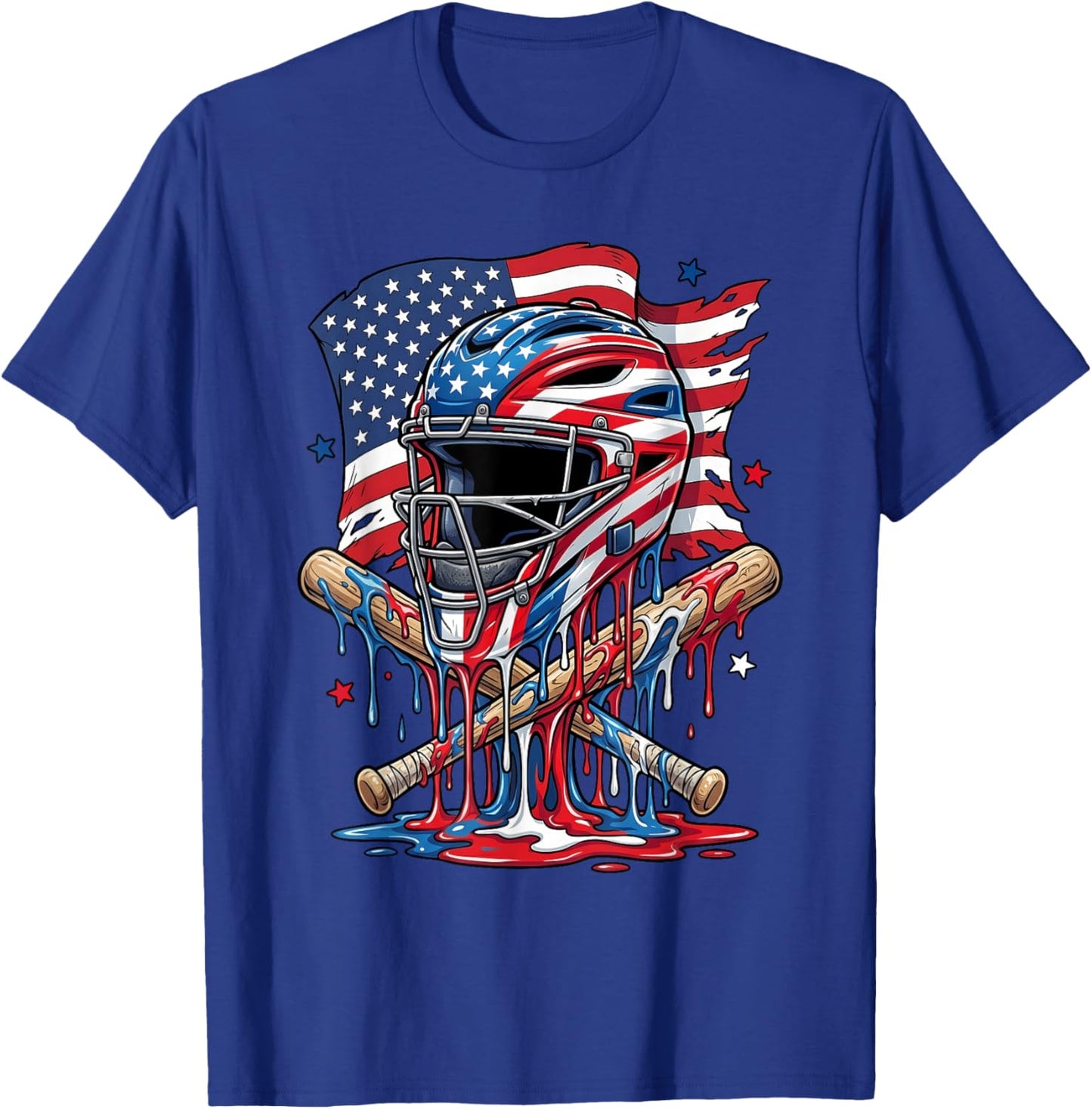Baseball Drip American Patriotic 4th of July Boys Kids Youth T-Shirt - T-Shirt | Royal