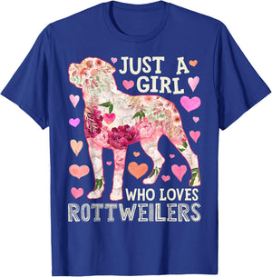 Rottweiler Just A Girl Who Loves Dog Flower Women Floral T-Shirt - T-Shirt | Royal